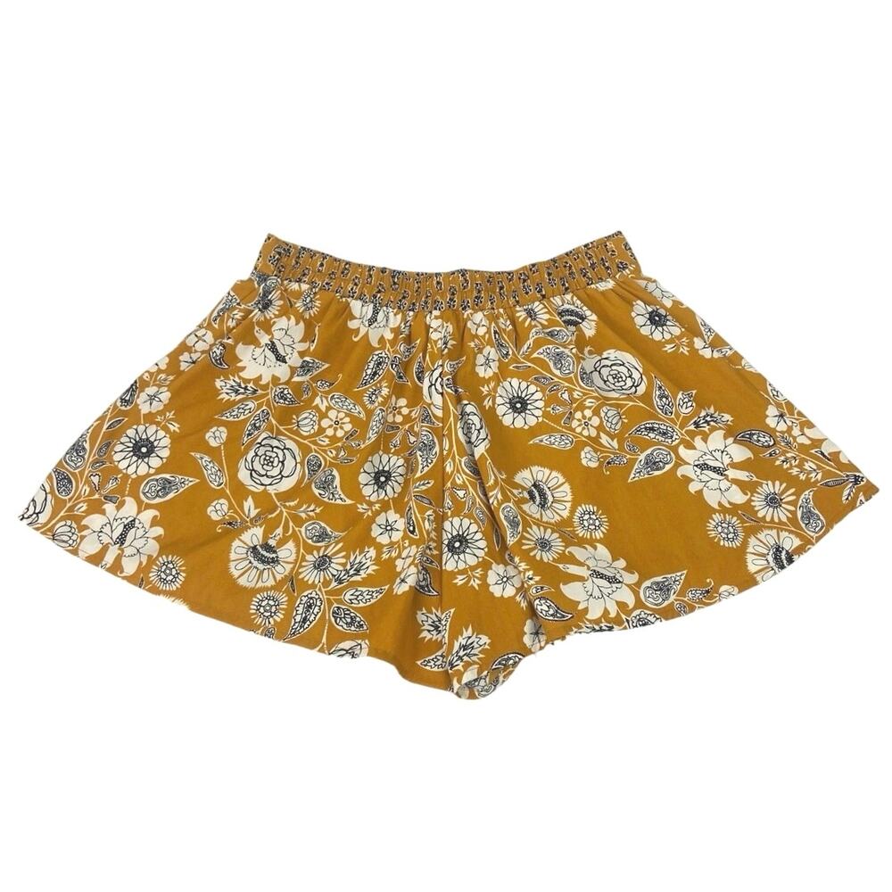 B.O.G Collective Yellow Floral Print Elastic Waist Casual Flowy Shorts Size M - Picture 2 of 3